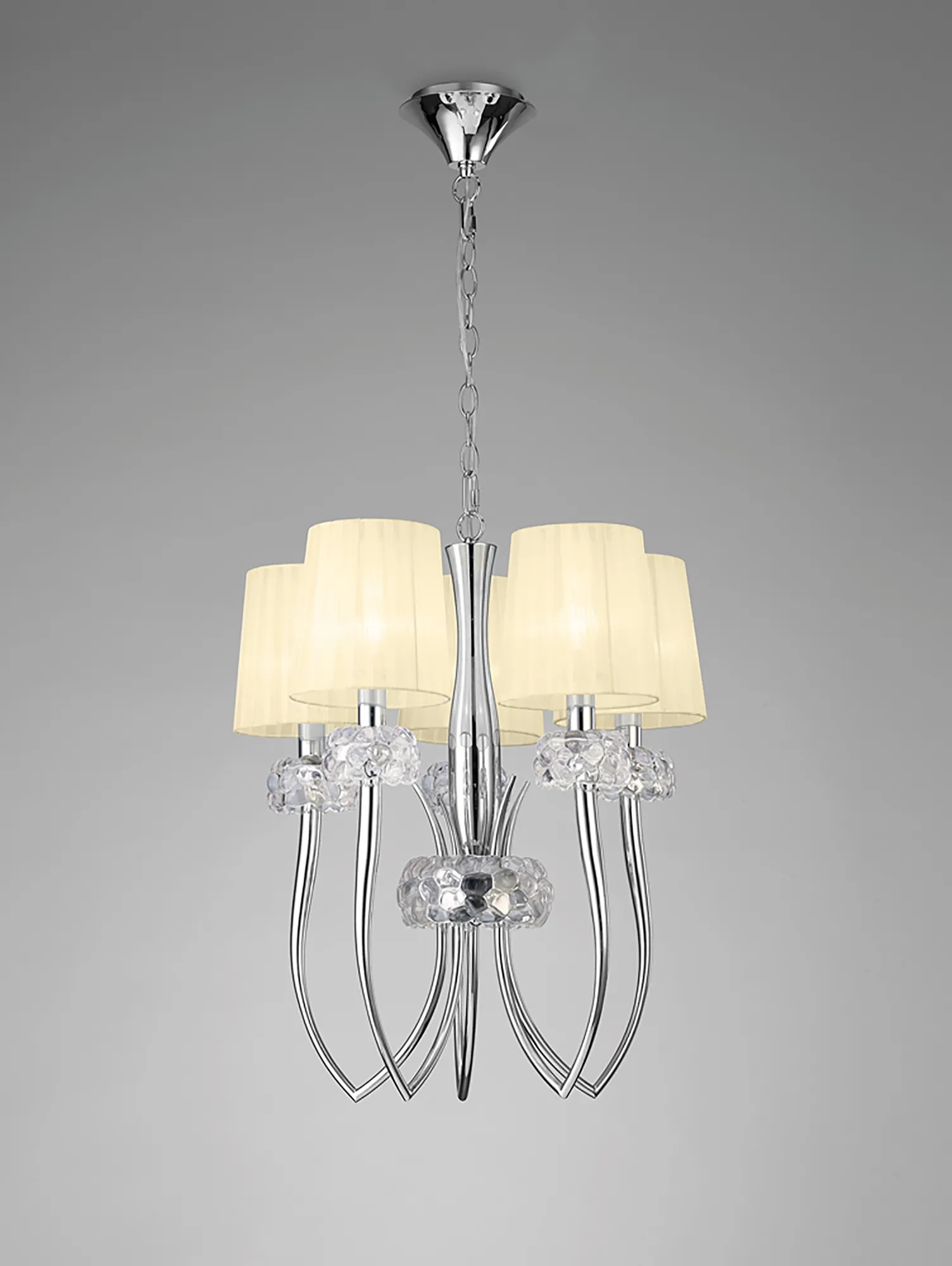 Loewe Polished Chrome-Cream Ceiling Lights Mantra Multi Arm Fittings